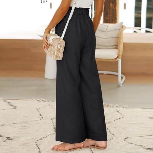 Linen Pants Women 2025 Summer High Waisted Loose Wide Leg Pants Business Casual Work Pant Long Palazzo Pant4