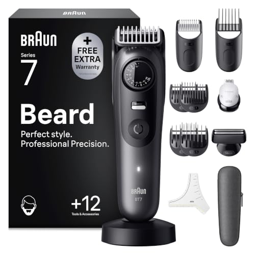 Braun Barttrimmer Series 7, Kabelloser Bartschneider Herren, BT7545, Grau – Ansicht 1