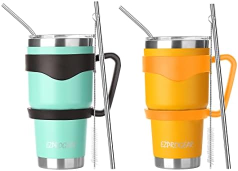 Ezprogear 1180ml (40 oz) Stainless Steel Coffee Tumbler Double Wall Vacuum Insulated Beer Mug Water Cup with Handle (40 oz, Stainless Steel)