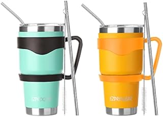 Ezprogear 1180ml (40 oz) Stainless Steel Coffee Tumbler Double Wall Vacuum Insulated Beer Mug Water Cup with Handle (40 oz, Stainless Steel)