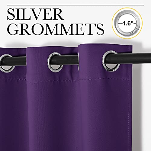 Image of NICETOWN Thermal Curtains Insulated Blackout Draperies, Triple Weave Home Decoration Solid Ring Top Blackout Drape Panels for Bedroom (Set of 2, 34 x 63 Inch, Royal Purple)
