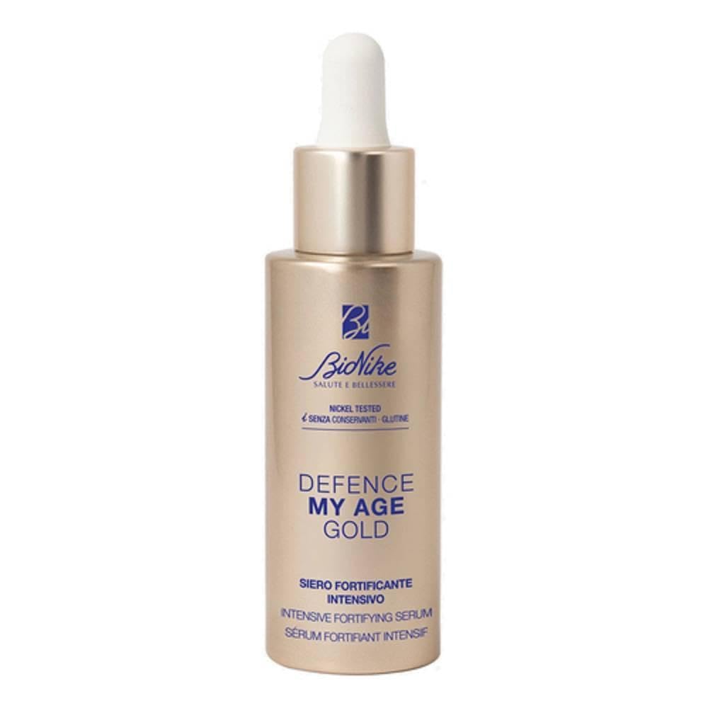 BioNike Defence My Age Gold Sérum fortifiant intensif avec 5 % de niacinamide, améliore le teint de la peau et la fermeté de la peau, 30 ml