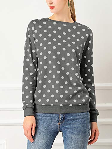 Allegra K Women's Winter Fall Casual Pullover Crewneck Long Sleeve Polka Dots Sweatshirt Sweater2