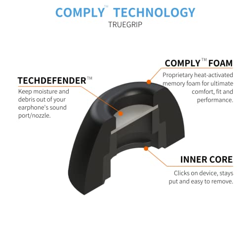 Image of COMPLY Foam Ear Tips for 1More Evo, Huawei Freebuds Pro 2, JBL Live Pro 2 and JBL Quantum TWS (TWo-210-C), Ultimate Comfort | Unshakeable Fit | Small, 3 Pairs