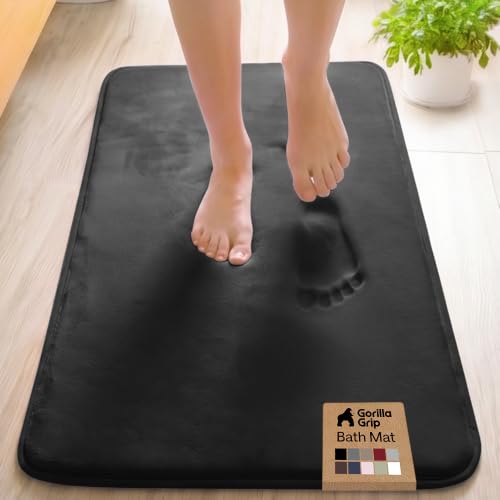 GORILLA GRIP® Memory Foam Bath Rug for Bathroom, 42x24 Black