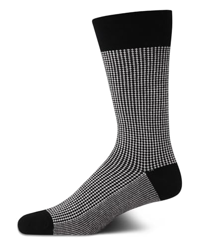 Cole Haan Mens Dress Socks - Breathable Comfort Stretch Crew-Length Work Socks for Men for Business Formal Wear (Sizes: 7-12) Size 7-12 Black Grid
