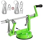 ARSUK Apple Peeler (3 Replacement Blades) Slicer Corer 3 in 1 Fruit Peeler Machine for Potatoes Stainless Steel Adjustable Blade for Easy Kitchen Use with Anti Slip Powerful Suction Base (Green)
