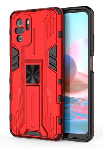 SORAKA Case for Xiaomi Redmi Note 10 4G with Stand Heavy Duty Protection Case for Redmi Note 10S Case with Metal Plate for Magnetic Car Mount Silm Fit Case