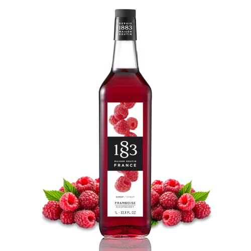 Image of 1883 Raspberry Syrup for Drinks, Made in France, 1 Liter Plastic Bottle