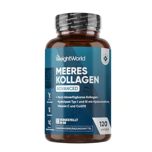 Marine Collagen Advanced - 1200mg Hydrolysierte Fisch Collagen Peptide Typ 1 & 3 - Mit Hyaluron, Vitamin C & mehr - 120 Kollagen Hyaluron Kapseln - Laborgeprüft Fischöl Kollagen Komplex - WeightWorld