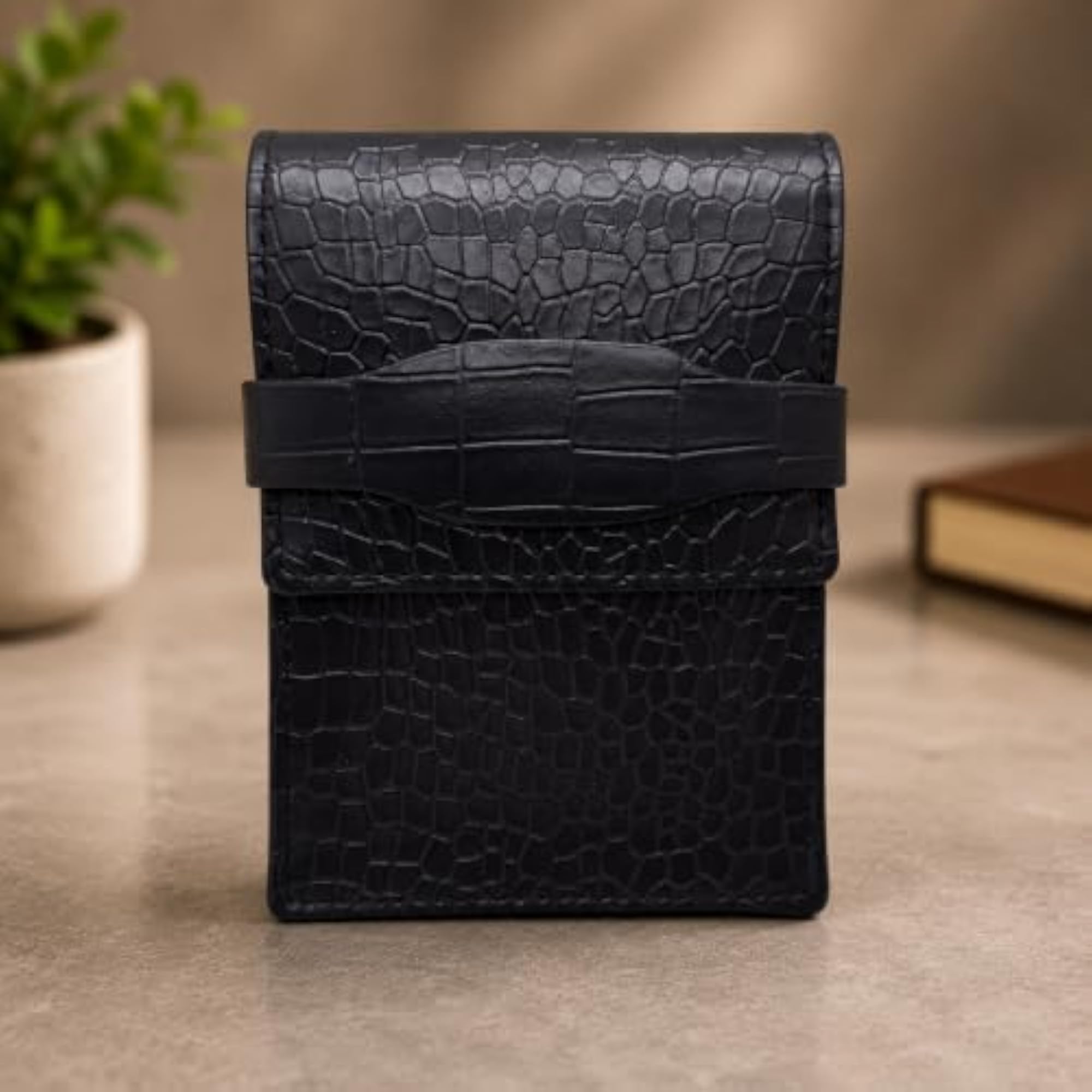 Premium 5 Slot Faux Leather Pen Pouch Organizer