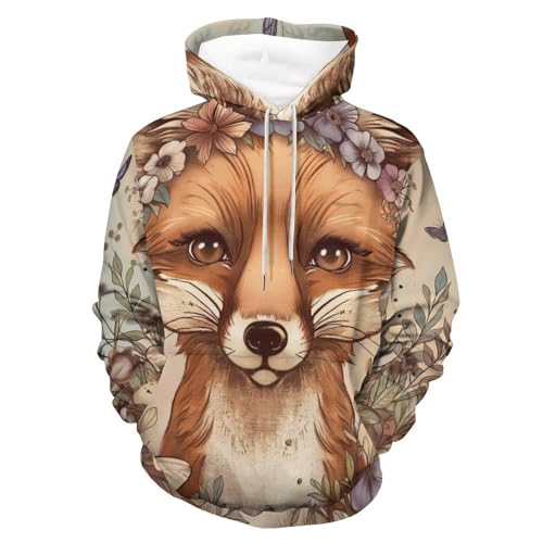 Hoodie renard papillon fleur pour vos sorties décontractées en automne