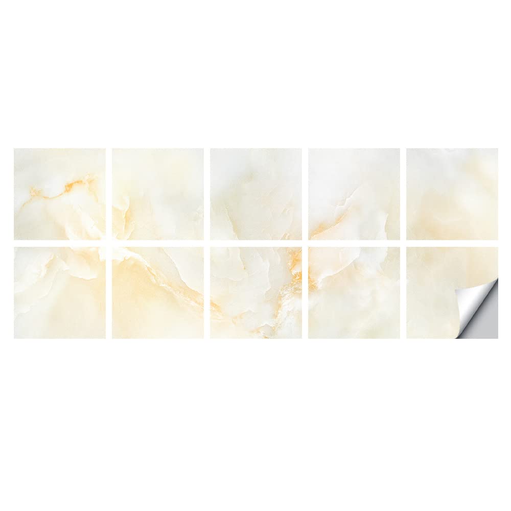 LMYSXAOZ Tile Stickers Stick on Tiles, Self Adhesive Wall Tiles for Bathroom Kitchen, Oil Proof DIY Peel and Floor Simple Marble (30x30cm,Marble 3)