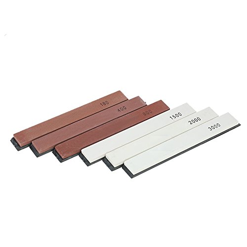 Decdeal 6 pçs/set Faca Afiação Afiador de facas de Pedra com Base Whetstone Set Mó para Facas 6