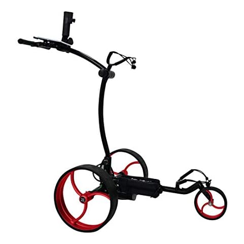 tour-made RT-610S Elektro Golftrolley - Golfcaddy mit Lithium Akku Motorbremse Qualität vom Deutschen Fachhändler (Black-red) Cover