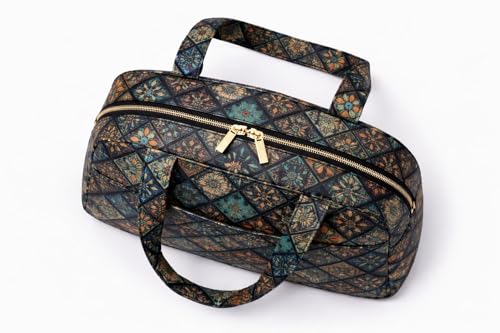 Image of Women's Printed Dome Satchel Handbag with Front Pocket Zip Closure Stylish Shoulder Bag for Daily Use Travel Office Multicolor Pattern