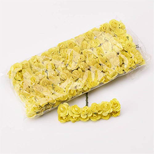 Zorpia 144Pcs 3/5 Inch Assorted Colors Mini Paper Flowers Artificial Paper Flowers For Crafts And Decoration (Yellow) #TOP27