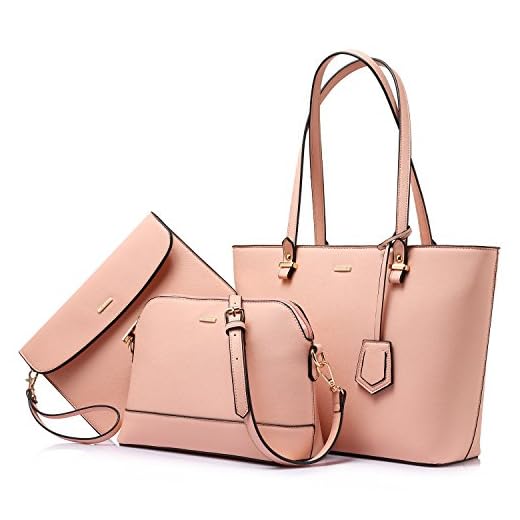 Handbags for Women Tote Bags Shoulder Bag Top Handle Satchel Sets Designer Purse Set 3PCS Handy Chic Pink