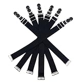 Outman 6 Pcs Adjustable Elastic Garter Belts Corset Body Shaper Garter Clips (Black with Plastic Buckle)