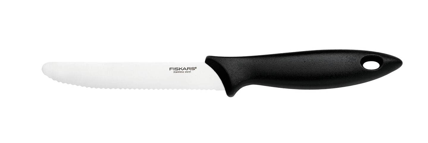 Fiskars tomato knife, Essential, total length: 23 cm, stainless steel / PP plastic, black, 1065569