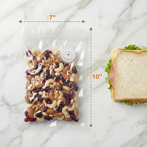 Image of ZKIRON Small Reusable Vacuum Sealer Bags for Food, 20 Pack | 7 x 10 in, BPA-Free, Leakproof Double Zipper, Lunch Size, Freezer, Microwave & Sous Vide, Fits Most Vacuum Sealers