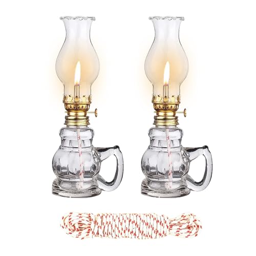 2PCS Chamber Oil Lamp Glass Kerosene Oil Lamp Citronella Torche for Outside