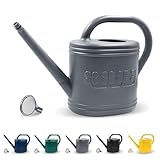 2 Gallon Watering Can, Outdoor Watering Can for Plants, Garden Water Can with Removable Long Spout and Stainless Steel Sprinkler Head, Large Water Can for Greenhouse (Grey, 2 Gallon)
