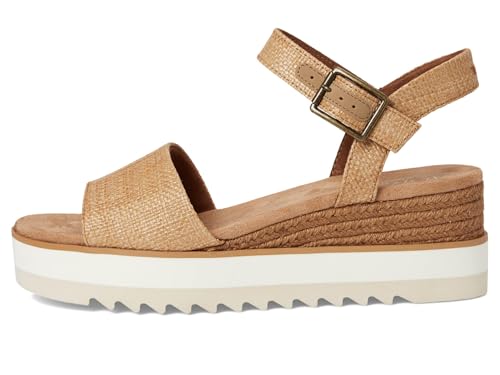Image of TOMS Women's Diana Wedge Heel Sandal, Leather Upper, Rope-Wrapped Midsole, Adjustable Strap, Buckle, OrthoLite Insole