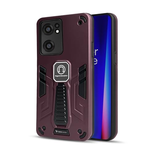 Image of Vaku Luxos Valor Military Grade Back Cover Case ForOnePlus Nord CE 2 5G with Built-in Kickstand Magnetic Shockproof Protective Cell Phone TPU Case- Maroon