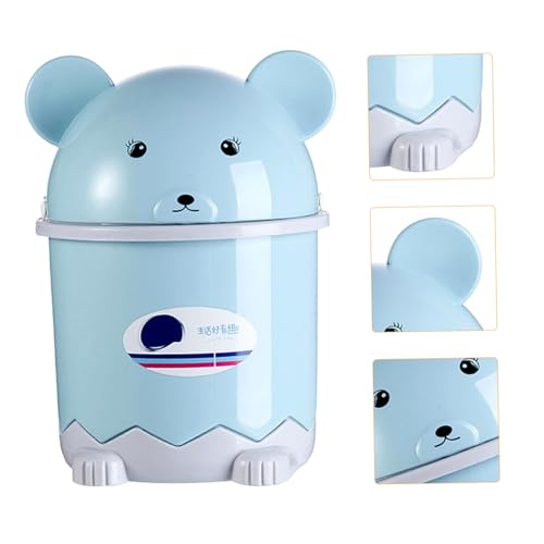 Caneca de basura pequeña con tapa Unomor azul rectangular miniatura 7
