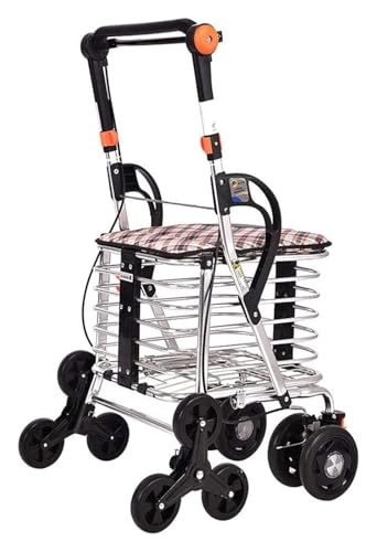 HEIDOUOZ Deambulatore rollator, Deambulatore per Anziani, Rullo in Alluminio con Sedile Leggero Pieghevole con Freno bloccabile Altezza Regolabile Adatto for Anziani disabili