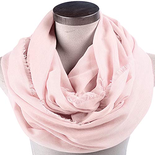 Châle pashmina rose bébé au drapé fluide infini pour une allure raffinée