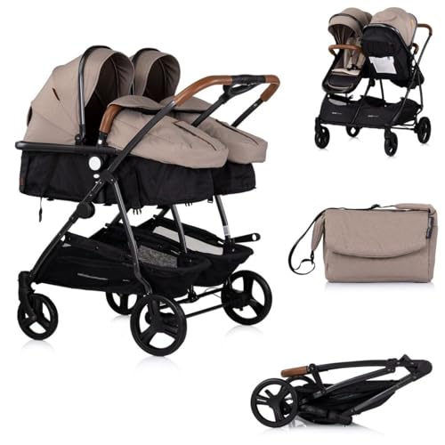 Chipolino cochecito para hermanos y hermanas Nuevo Twin Duo Smart plegable cesta, coloris:braun schwarz