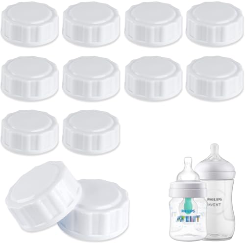 Image of (12-PCs) Travel Bottle Caps Compatible with Avent Bottles, Bottle Lids Replacement White