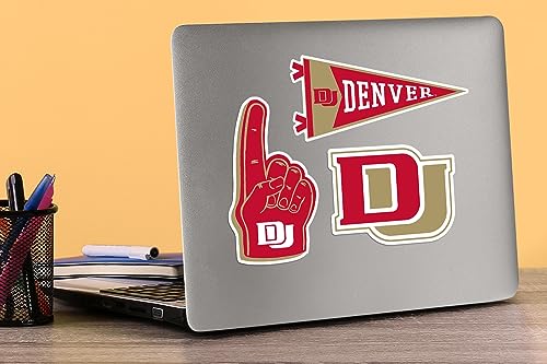 Image of University of Denver 8ct Vinyl Large Deluxe Stickers Variety Pack - Laptop, Water Bottle, Scrapbooking, Tablet, Skateboard, Indoor /Outdoor - Set of 8