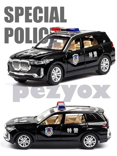 Image of 1:32 B-M-W X7 Police Model Diecast Metal Pullback Toy car with Openable Doors & Light, Music Boys car for Kids Best Toys Gifts. (Black)