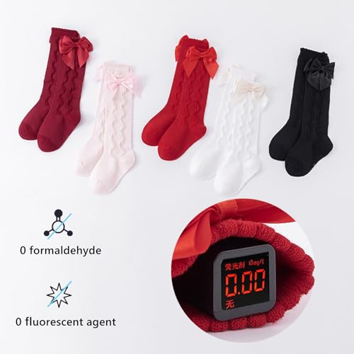 Baby Girls Socks Anti-slip Socks Cotton Knee High Ruffle Socks baby stocking for infant toddler Kids, 5 Pairs3