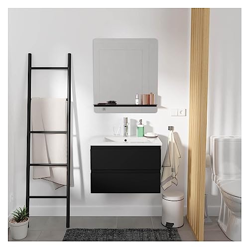 MOB-IN Ensemble Meuble Simple Vasque 60cm avec Vasque et Miroir Sorrento Noir