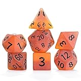 Gate Keeper Games and Dice: Sea Glass Dice: Firebrand - 7pc RPG Set, Flaming Yellow & Fire Damage Orange Frosted Matte Resin, Role Playing Games Dice
