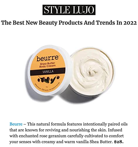 Beurre Shea Butter Body Cream - Fair Trade Shea Butter With Moisturizing Oils For All Skin Types - Vegan Skin Care - Light, Non-Greasy - Reviving, Soothing, Hydrating, Non-Toxic - Vanilla 7.8 Oz #TOP6