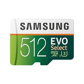 Samsung (MB-ME512GA/AM) 512GB 100MB/s (U3) Cartão de memória MicroSDXC Evo Select com adaptador