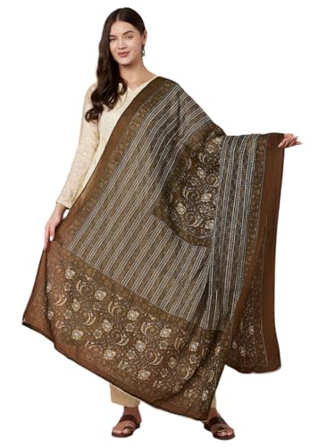 Image of Women's Cotton Blend Floral Print Dupatta with 2.20 Meters | Women's cotton printed dupatta with tassels