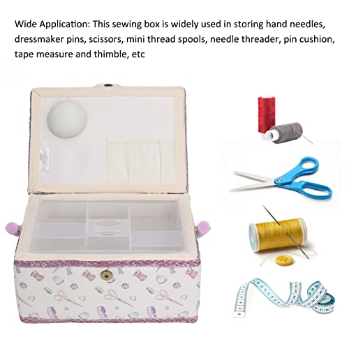 Panier de couture et boîte de rangement pour kit de couture violet portable - 5