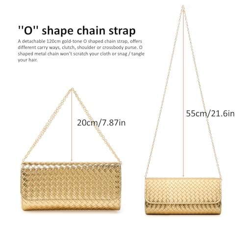 Image of DETARA Woven Evening Bag Clutch Purses for Women Fashion PU Leather Crossbody Purse for Wedding Party and Prom
