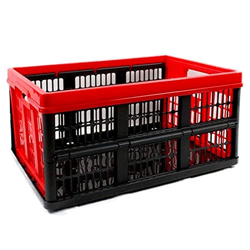 Acan Caja plástico plegable de 23,6 x 47,5 x 35 cm voila de color roja de 32 litros. Recipiente de plástico plegable, para almacenamiento y organización. Contenedor de almacenaje.
