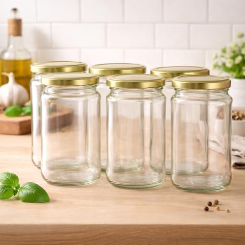 Image of Pure Source India 750ML Glass Storage Jar with Metal Lid - Clear Reusable Container for Pantry, Kitchen & Home Organization (Set of 6)