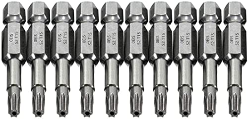 COMOK 10pcs 50mm Long 1/4 Inch Hex Shank T15 Torx Head Magnetic Screw Driver Bit Set Security Tamper Proof Star 6 Point Screwdriver Kit Tools