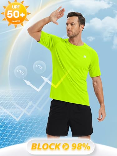 Image of PINSPARK Workout Shirts for Men UPF 50+ Quick Dry Athletic Gym Tee Shirts Mens Short Sleeve Running Cooling Swimming T-Shirt