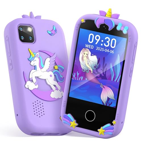 Kids Smart Phone for Girls, Toddler Phone Toy with Dual Camera, 2.8' Touchscreen, 18 Games, MP3, Learning & 32GB Card, Christmas Birthday Gift for Ages 3-10, Toddler Girl Toys