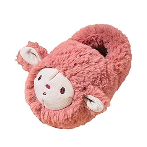 Fashion Autumn Winter Boys Girls Slippers Socks Cartoon Cozy Fleece Indoor Slipper, Fluzzy Warm Bedroom Shoes (Red, 2.5-3 Years Toddler)